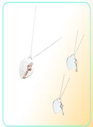 Collier de pendentif coeur et clé pour femmes 925 Silver Sterling Luxury Bielry Cades Co Drop 2203304773210