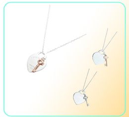 Collier pendentif coeur et clé pour femmes 925 Silver Sterling Luxury Bielry Cades Co Drop 2203302073049