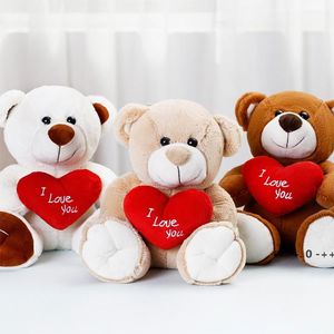 Corazón oso pajarita muñeco de peluche lindo regalo de peluche de dibujos animados juguetes de peluche de San Valentín 25cm RRD12244