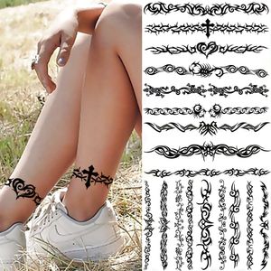 Coeur noir croix tatouages temporaires pour femmes hommes adultes faux tatouage autocollant Tribal Totem Tatoos papier