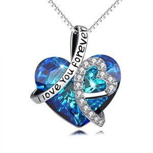 Coeur bleu bijoux de mariée Zircon pendentif abordable collier de diamants pour mariage pas cher collier de mariage pendentifs 2020 Chain288P
