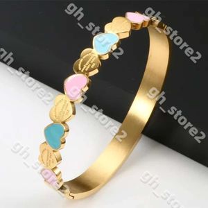 Bracelet de coeur or couleur bleu et rose émail pour toujours