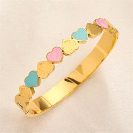 Hartarmband Jowery Designer for Women Gold Fashion Brand Print Bracelet 18K Gold Golde roestvrijstalen dames sieraden Valentijnsdag geschenken