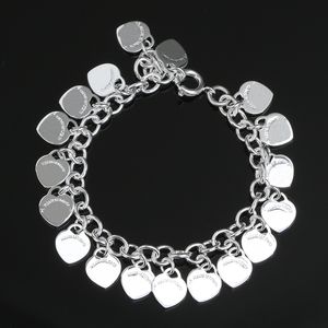 Bracelet coeur beaucoup d'amour coeurs bracelet bijoux de créateur 16-21 cm 100% 925 argent mariage femmes bracelet créateur de bijoux pour femmes avec boîte