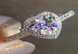 Renses de mariage de mariée Heart 1CT Bague de fiançailles certifiée pour les femmes 925 argent sterling 14k anneaux d'or bijoux 2208134868636