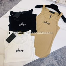 Lettre de luxe brodée Viete Femmes Single Tanques de fronde Top Summer Sport Casual Style Sport T-shirt