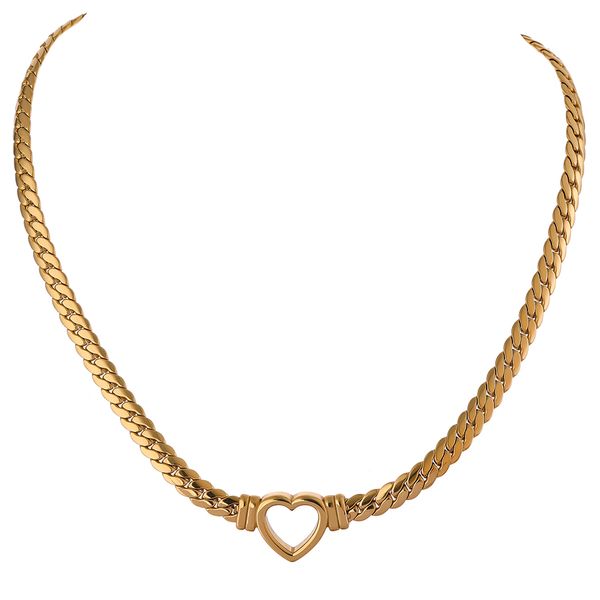 Coeur chaîne collier en acier inoxydable pour les femmes mode métal Texture col plat étanche colliers petite amie cadeau
