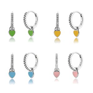 Coeur Charm Hoop Boucles D'oreilles Mode Femmes De Luxe Cercle Rond Bijoux Goujons 925 En Argent Sterling Boucle D'oreille Cristal Strass Huggie Piercing Amour Cadeaux D'anniversaire