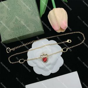Colliers chaîne en diamant coeur Double lettre pendentifs de créateur colliers en cristal strass ensemble de bijoux