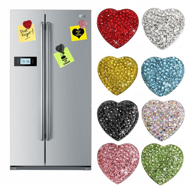 Imanes de nevera de corazón, pegatinas magnéticas de diamantes, pegatinas decorativas para refrigerador del hogar