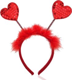 Bandeau coeur rouge paillettes tête en forme d'amour Boppers bandeau Saint Valentin accessoires pour cheveux accessoires de robe pour la fête de la Saint-Valentin 2297