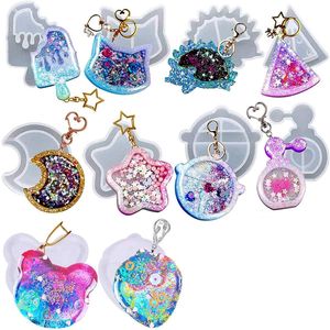 Hart Keychain Transparante siliconen schimmel Epoxyhars zinkers Shaker Eeuwige schimmel Gedroogde bloemenvuller maken Levering Decoratie