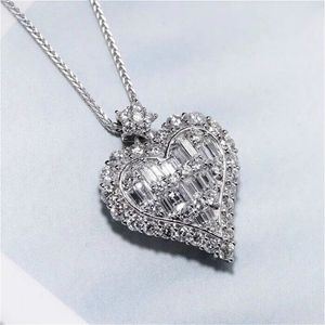 Coeur Lab diamant pendentif réel 925 en argent Sterling fête mariage pendentifs chaîne collier pour femmes charme bijoux 240115