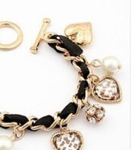 Corazón Leopardo Perlas Pulsera fpr Moda Mujer Vintage Charm Pulseras Brazaletes Declaración Joyería Regalo de Navidad Venta al por mayor DHL