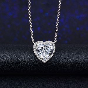 Coeur amour 2ct Moissanite pendentif 925 en argent Sterling breloque mariage pendentifs collier pour femmes fête tour de cou bijoux cadeau