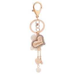 Heart Love Key Rings Jewelry Rhinestone Keychains Chain Fashion Design Design Ball Ball Pendant Sac Charmes Metal Car Cavering Holder Cadeaux pour 270Z