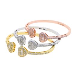 Coeur amour forme de bracelet bracelet ajusté Femmes hommes hip hop glacé out bling cubic zirconia couple bijourie cadeau