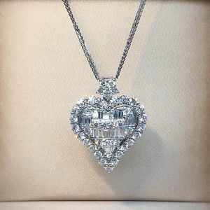 Heart Lovers Lab Diamant Pendentif Réel 925 Sterling Silver Party Pendentifs De Mariage Chaîne Collier Pour Femmes Charme De Mariée Bijoux 210221L