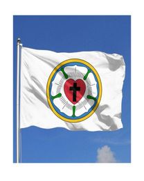 Coeur Lutheran Rose Flags Outdoor 3x5ft Digital Printing Double face 100D Polyester avec 2 œillets en laiton1031077