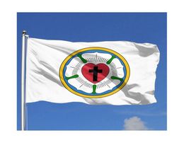 Coeur Lutheran Rose Flags Outdoor 3x5ft Digital Printing Double face 100D Polyester avec 2 œillets en laiton5983055