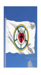 Coeur Lutheran Rose Flags Outdoor 3x5ft Digital Printing Double face 100D Polyester avec 2 œillets en laiton8458749