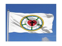 Coeur Lutheran Rose Flags Outdoor 3x5ft Digital Printing Double face 100D Polyester avec 2 œillets en laiton8131687