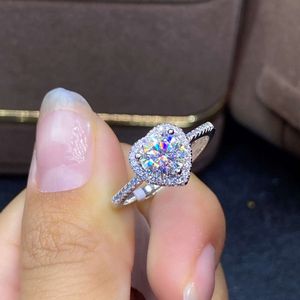 Hart moissanite belofte ring sier kleur feest trouwring ringen voor vrouwen bruids fijn vinger sieraden cadeau