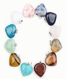 Heart Natural Stone Gemstone Charms Pendants Perles en vrac hautement polies Bracelets et collier