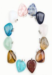 Heart Natural Stone Gemstone Charms Pendants Perles en vrac hautement polies Bracelets à crochet plaqué argenté et Bijoux de collier Acpes5048493