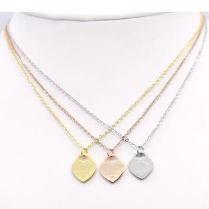 Collier de coeur Collier en argent Chaîne Colliers de coeur Pentures de bijoux Designers Accessoires Designer Femmes Gold Rose