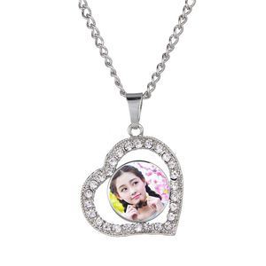 Colliers coeur pendentifs pour sublimation à la mode bouton femmes collier pendentif carré bijoux transfert à chaud matériau vierge 3st