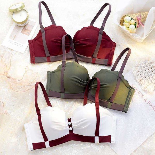 Coeur Nouvelles Femmes Mode Rouge Sexy Lingerie Bralette Push Up Coton Culotte WirelBra Ensembles Sous-Vêtements A B Femme Bras X0526