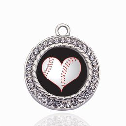 Coeur d'un joueur de Baseball cercle breloque cuivre pendentif pour collier Bracelet connecteur femmes cadeau bijoux accessoires214O