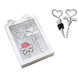 Hartfeestcombinatie Wijn Corkscrew Wine Opener en wijnflesstopsets Bruiloft Souvenirs Gasten 60 st (30 pairs)