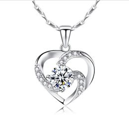 Pendentif coeur femme amour strass collier clavicule chaîne Simple bijoux en cristal