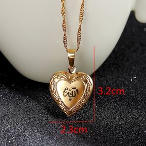 Hart hanger sieraden 18 k gele massief goud gevulde moslim open ketting met ketting