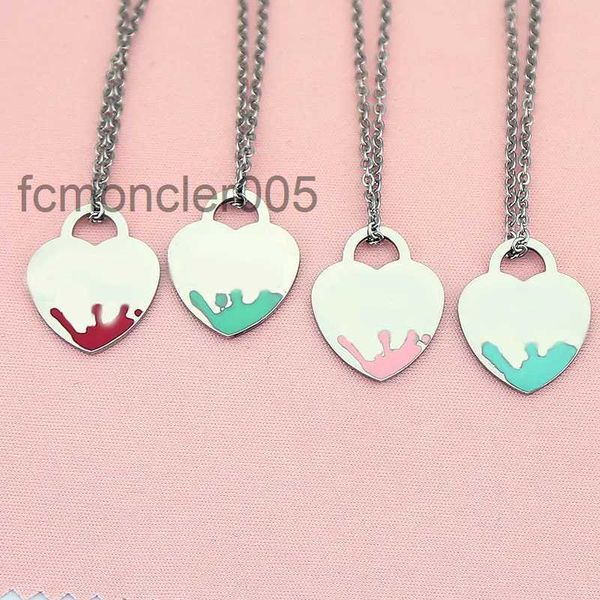 Collier pendentif coeur Collier en acier inoxydable Big Blue Rose Green Rouge Bijoux sur le cou cadeau pour les accessoires de copine Wholesale WSHQ