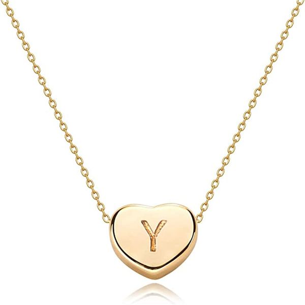 Collares con colgante de corazón Collar de corazón con 26 letras con inicial d h l Gargantilla de corazones personalizada delicada hecha a mano en oro de 14 quilates