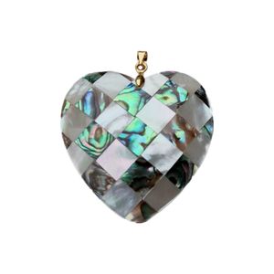 Pendentifs Coeur Vert avec Coquillages Paua Blancs Bijoux Femme et Fille 5 Pièces