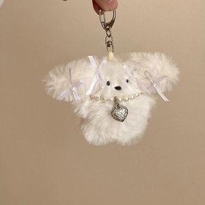 Hart pluche konijn sleutelhanger hanger Mooie hangende decoraties sleutelen charme voor portemonnee tas rugzak handtas 240416