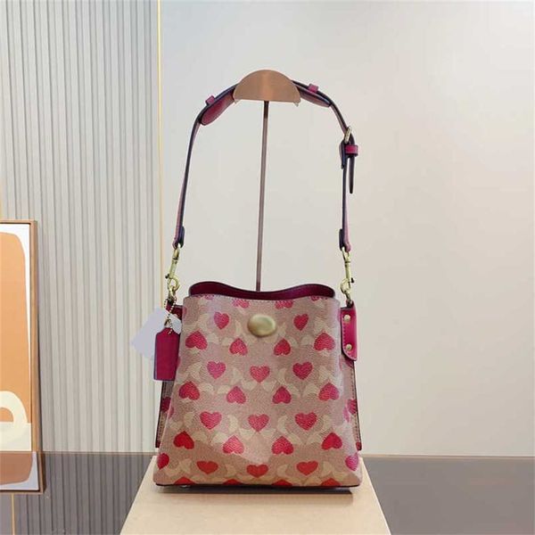 Bolso de diseñador con estampado de corazón, bandoleras de piel con letras para mujer, bolsos de mano, billetera de tendencia a la moda