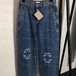 Gedrukte dames denim broek blauwe mode casual jeans Casual hoge taille jeans
