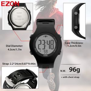 Moniteur de fréquence cardiaque Montre-bracelet de sport unisexe Montre numérique extérieure Horloge à main avec sangle de poitrine