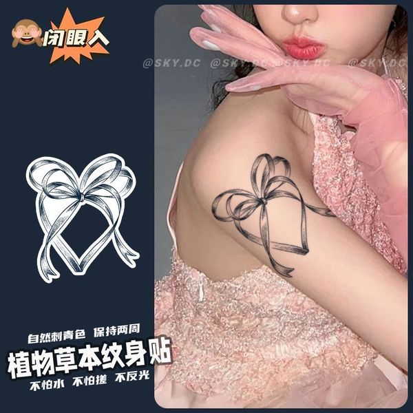 Coeur ruban autocollant de tatouage à base de plantes Tatto Hotwife mignon faux tatouages pour les femmes Art Tatoo Festival autocollants temporaire étanche