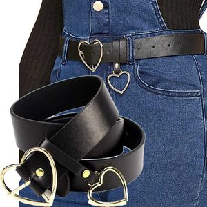 Hart ring gesp jeans riemen vrouwen pu lederen riem dubbele ring zwarte taille riemen dames broek feestjurk riemen voor dame meisje G1026