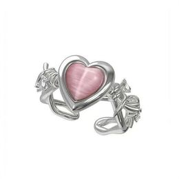 Hartring Cat Eye Peach Heart Verstelbare vrouwen Design premium ringen Wedding Party Sieraden Gift GC2064