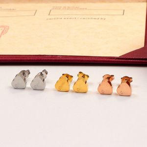 Hart Rose Gold Titanium stalen Stud-oorbellen driedimensionale liefdesbrief oorbellen hartstudie sieraden groothandel