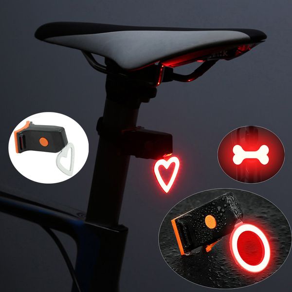 Luz LED para bicicleta con forma redonda de corazón, luz trasera para bicicleta con carga USB, resistente al agua, luz trasera para bicicleta de montaña, lámpara de advertencia de seguridad nocturna para ciclismo, luces para bicicleta