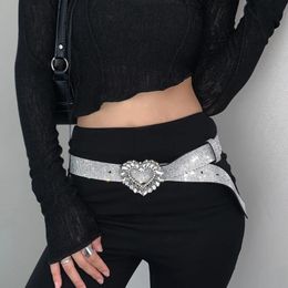 Ceinture tendance en strass pour femmes, paillettes en forme de cœur, avec jupe, accessoires de Style Punk, personnalité, ceinture Bb de luxe, 240122