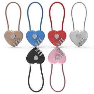 Serrure concentrique en forme de cœur, serrure à mot de passe à 3 chiffres, cadenas à mot de passe pour bagages, double humeur, cadenas d'amour, voyage, cadeau de la Saint-Valentin